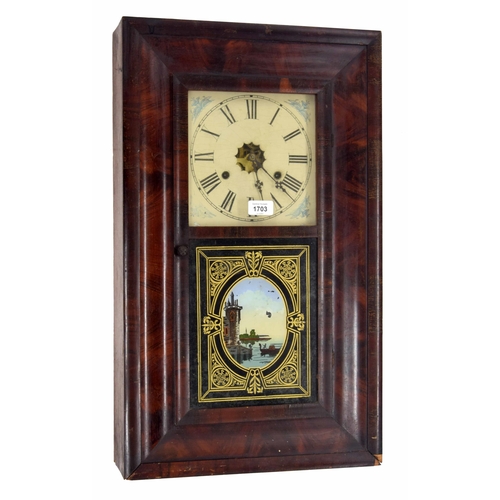 1703 - Jerome & Co rosewood ogee two train wall clock, 26