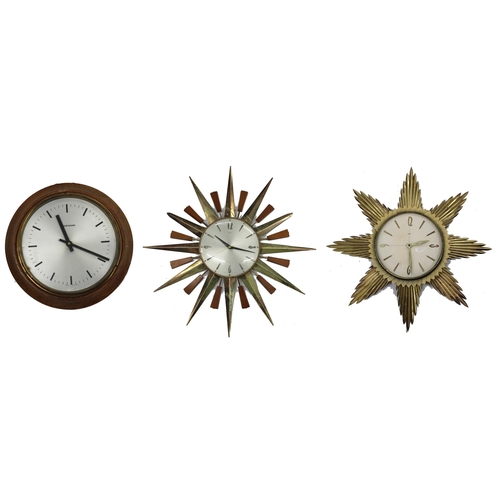 1098 - Two similar Metamec sunburst wall clock timepieces, 18