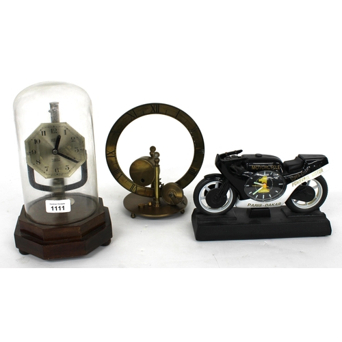 1111 - Bulle Pinchin Johnson electric mantel clock, under a glass dome and upon an octagonal stepped base, ... 