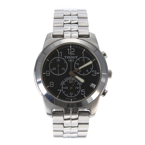 166 - Tissot PR50 Chronograph stainless steel gentleman's wristwatch, ref. J378/478, black dial, quartz, 3... 