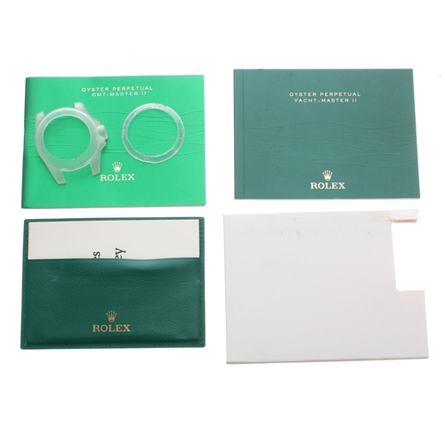 613 - Rolex GMT-Master II and Yacht-Master II instruction booklets, green Rolex wallet (a.f); also tw... 