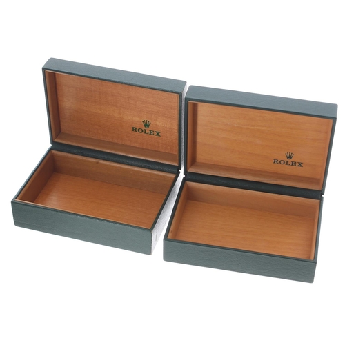 632 - Two Rolex green watch boxes; together with a Rolex outer box (3)