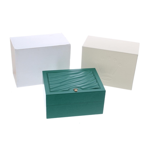 633 - Rolex green watch box, ref. 39137.01, with outer cover and sleeve