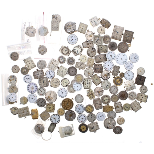 642 - Quantity of wristwatch movements to include Waltham Bartlett, Buren Grand Prix, Gruen Gild, Record, ... 