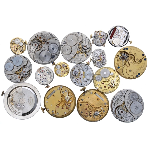 648 - Selection of wristwatch movements to include Waltham, Elgin, Smiths, Doxa automatic, Movado automati... 