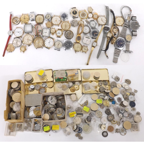 657 - Quantity of wristwatch movements to include Smiths cal. 27.CS, J.W. Benson, Bulova cal. 10BAC, Rodan... 