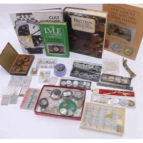 662 - Quantity of assorted wristwatch parts, spares and accessories to include dials, quartz movements, mo... 