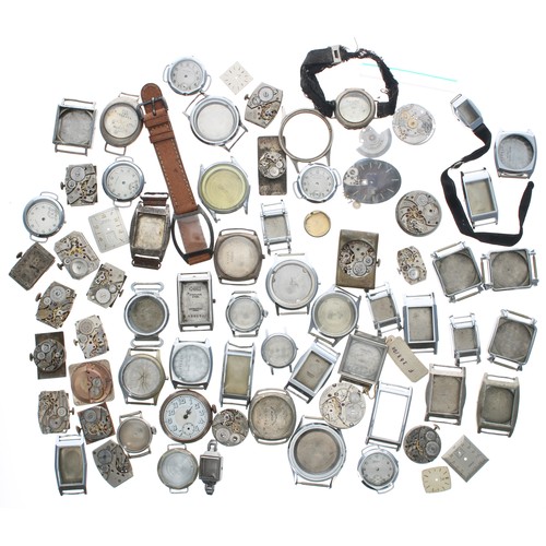 677 - Wristwatch parts to include Buren, Omega, Eska, Movado, Zenith, Record, Doxa, etc