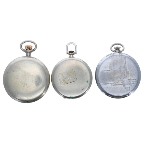 686 - Everite nickel cased lever pocket watch, 15 jewel, 45mm; together with a Washington nickel cased lev... 