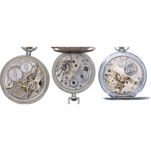 686 - Everite nickel cased lever pocket watch, 15 jewel, 45mm; together with a Washington nickel cased lev... 