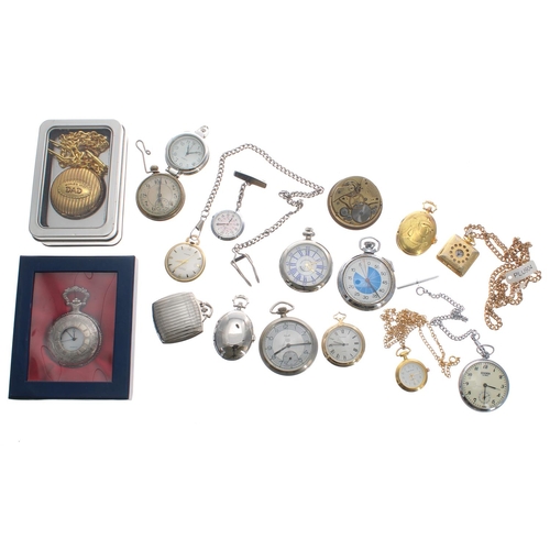 689 - Collection of forty modern quartz pocket watches contained within a three drawer chest; together wit... 