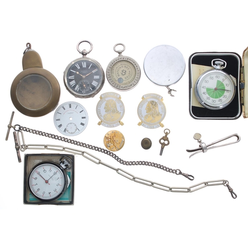 690 - Mixed lot - Ingersoll chrome cased chronograph pocket watch with Ingersoll box and guarantee; togeth... 