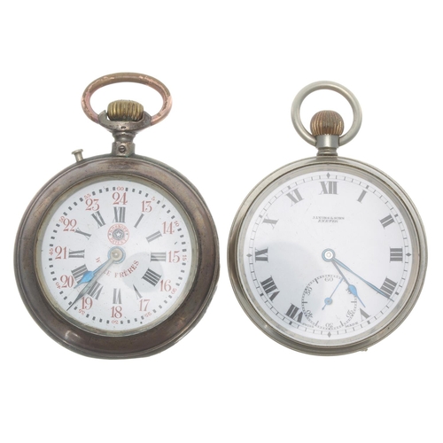 691 - Roskopf Patent Wille Freres white metal (0.800) lever pocket watch, signed gilt frosted movement, si... 