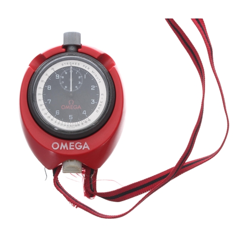 692 - Omega 'Eton College' rowing stopwatch, circa 1970s, signed black dial with Arabic 1-10 seconds scale... 