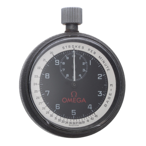 692 - Omega 'Eton College' rowing stopwatch, circa 1970s, signed black dial with Arabic 1-10 seconds scale... 