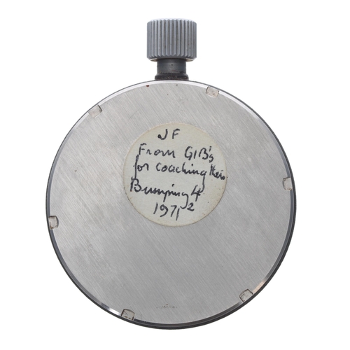 692 - Omega 'Eton College' rowing stopwatch, circa 1970s, signed black dial with Arabic 1-10 seconds scale... 