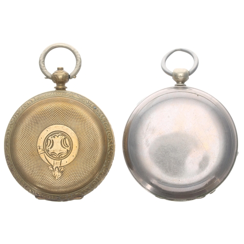 694 - D.F & C (Dimier Freres & Cie) white metal lever pocket watch, signed movement with engraved ... 