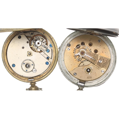 694 - D.F & C (Dimier Freres & Cie) white metal lever pocket watch, signed movement with engraved ... 