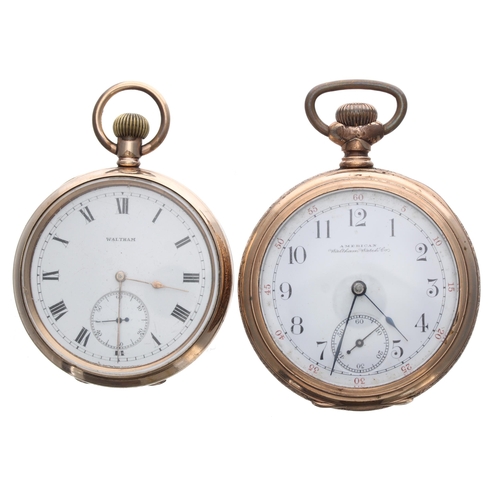 700 - Waltham gold plated lever pocket watch, signed movement, no. 6361188, the dial with Arabic numerals,... 