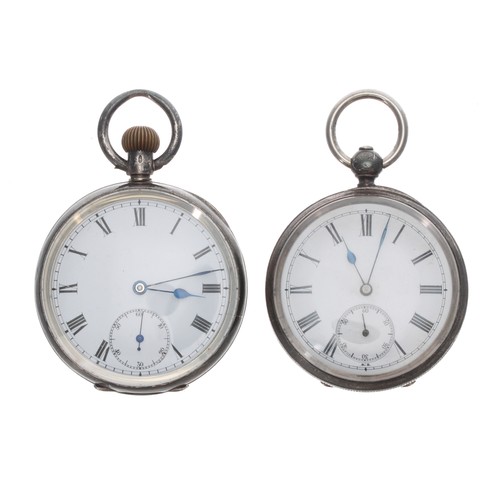 703 - Two silver engine turned lever pocket watches, one signed Campania Lever (2)