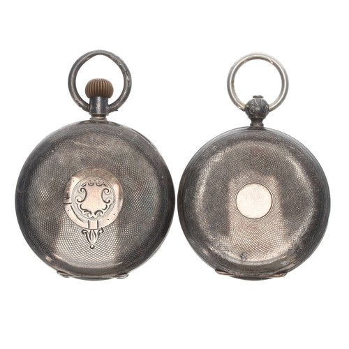 703 - Two silver engine turned lever pocket watches, one signed Campania Lever (2)