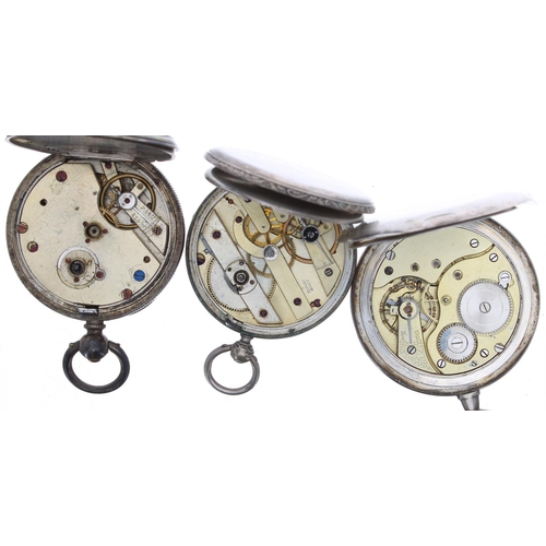 708 - Silver lever pocket watch, import hallmarks London 1911, 47mm (lacking glass and subsidiary hand); t... 