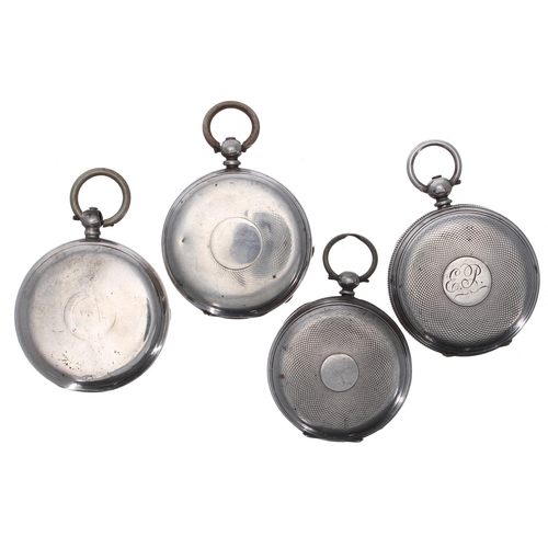 722 - Four silver cylinder pocket watches for repair