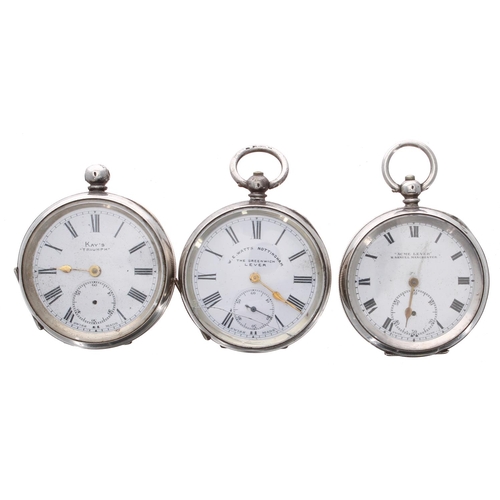 725 - Three silver (0.935) lever engine turned pocket watches for repair