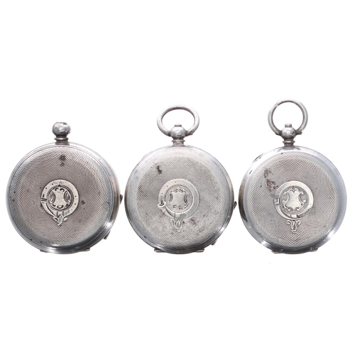 725 - Three silver (0.935) lever engine turned pocket watches for repair