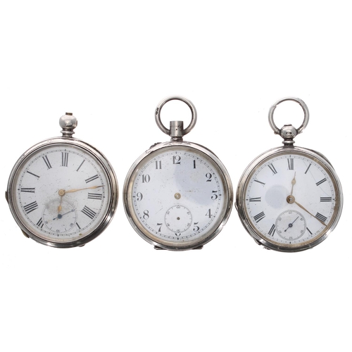 727 - Three silver lever engine turned pocket watches for repair