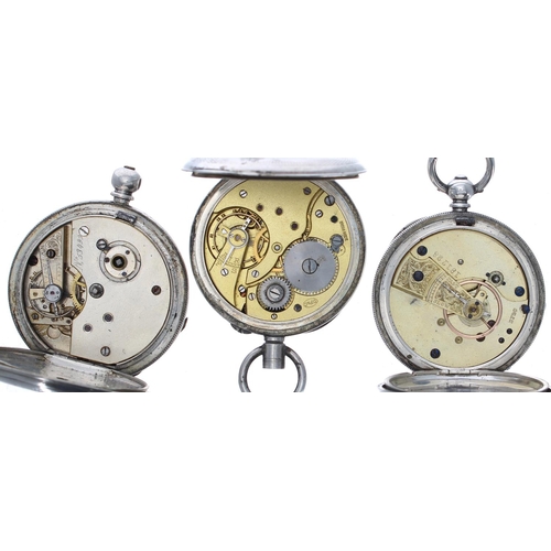 727 - Three silver lever engine turned pocket watches for repair