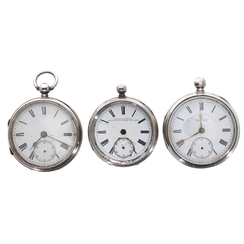 728 - Three silver lever engine turned pocket watches for repair