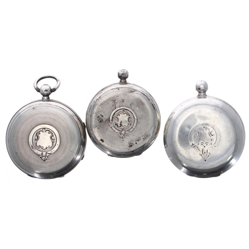 728 - Three silver lever engine turned pocket watches for repair