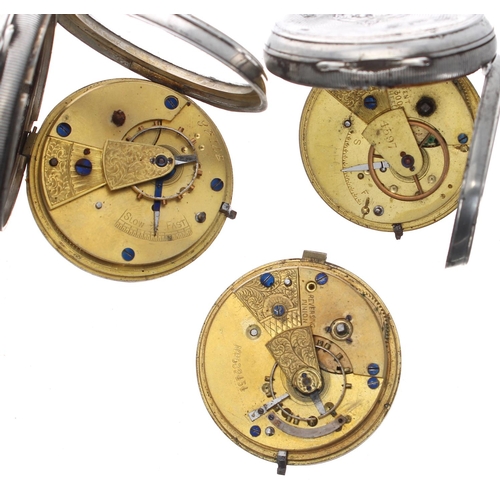 728 - Three silver lever engine turned pocket watches for repair