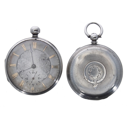 729 - Silver fusee lever hunter engine turned pocket watch for repair, 49mm; together with a silver fusee ... 