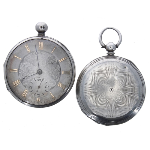 729 - Silver fusee lever hunter engine turned pocket watch for repair, 49mm; together with a silver fusee ... 