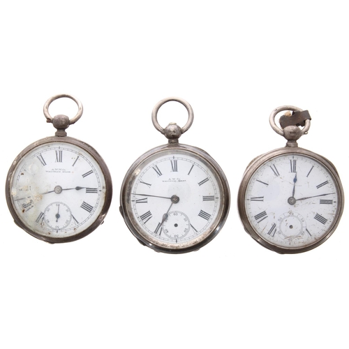 733 - Three Waltham silver lever pocket watches for repair