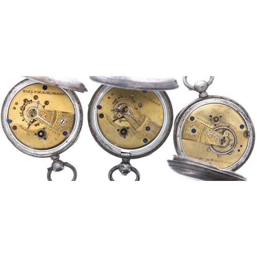 733 - Three Waltham silver lever pocket watches for repair