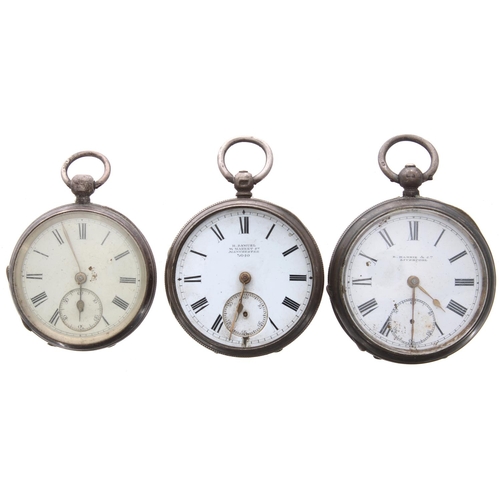 734 - Two H. Samuel silver lever engine turned pocket watches for repair; together with a silver lever eng... 