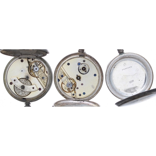 739 - Silver cylinder engine turned pocket watch for repair, the movement and dial signed J. Joseph & ... 