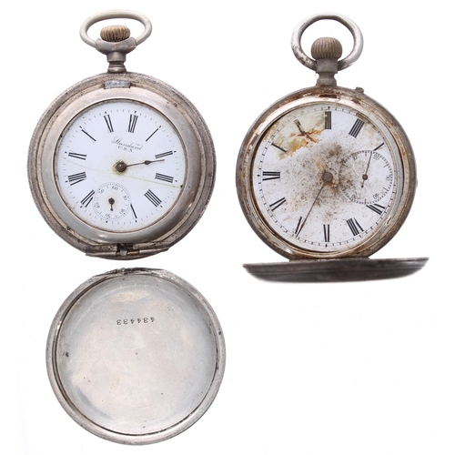 740 - New York Standard Watch Co. silver lever hunter pocket watch, signed movement, signed dial, floral e... 