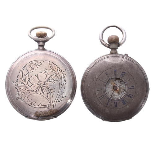 740 - New York Standard Watch Co. silver lever hunter pocket watch, signed movement, signed dial, floral e... 