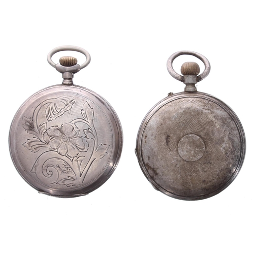 740 - New York Standard Watch Co. silver lever hunter pocket watch, signed movement, signed dial, floral e... 