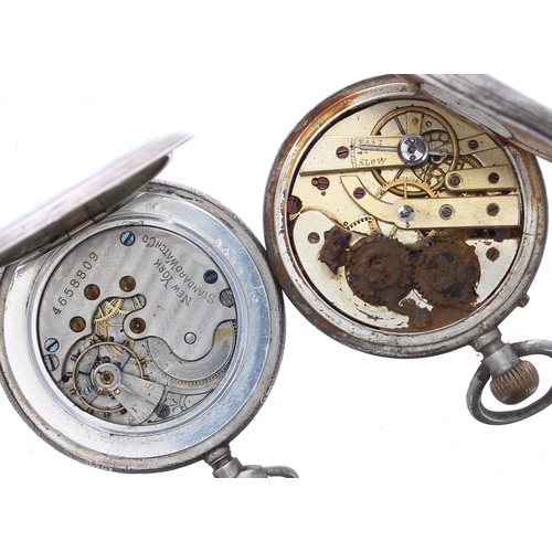 740 - New York Standard Watch Co. silver lever hunter pocket watch, signed movement, signed dial, floral e... 