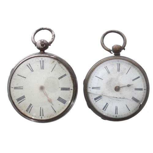 742 - Silver verge pocket watch for repair, Birmingham 1839, the fusee movement signed H Leach, Chorley, n... 