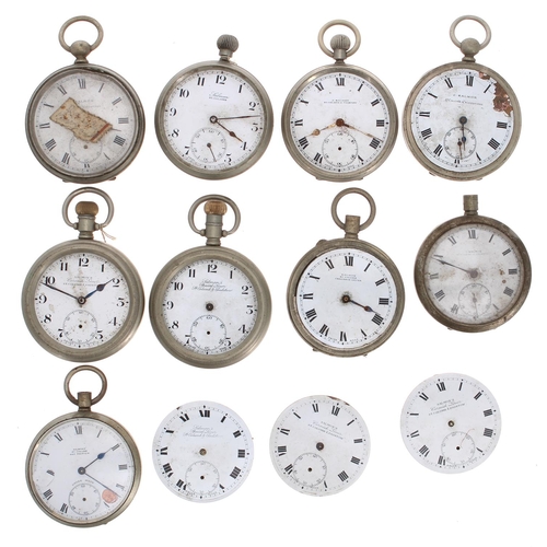 750 - Nine nickel cased lever pocket watches for repair or spares, the dials branded Salmon, St. Colomb; S... 