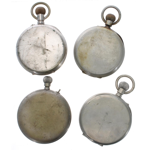 752 - Three Goliath nickel cased lever pocket watches for repair; together with a Goliath nickel cased lev... 