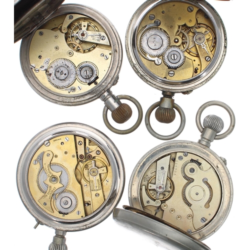 752 - Three Goliath nickel cased lever pocket watches for repair; together with a Goliath nickel cased lev... 