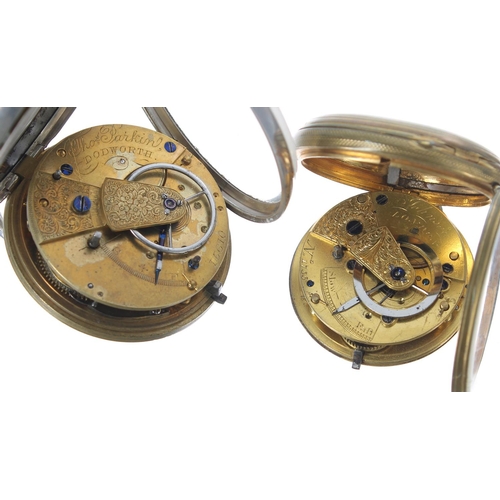 753 - Silver fusee lever pocket watch for repair, London 1871, the movement signed Thos Parkin, Dodworth, ... 