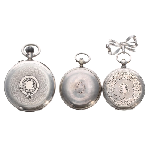 754 - J.W. Benson 'The Bank' silver lever pocket watch, London 1912, 50mm (movement at fault); together wi... 